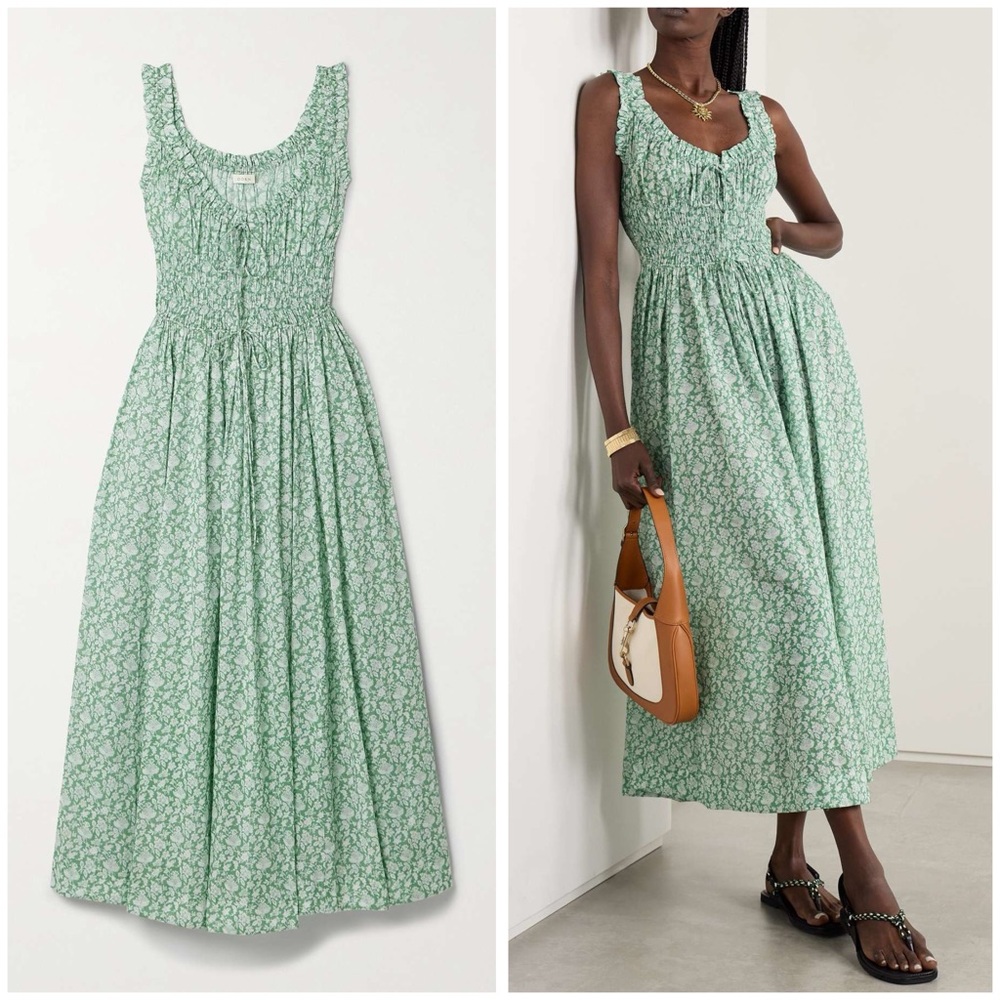 Doen Emmaretta Midi Dress Peridot Tea Floral - Picture 1 of 9